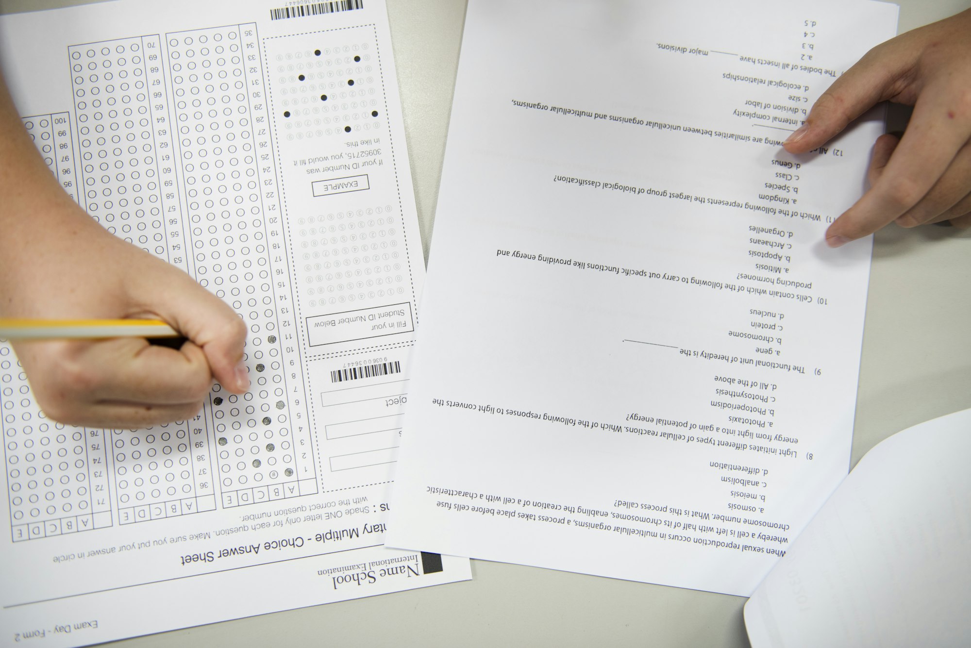 Student doing the test exam